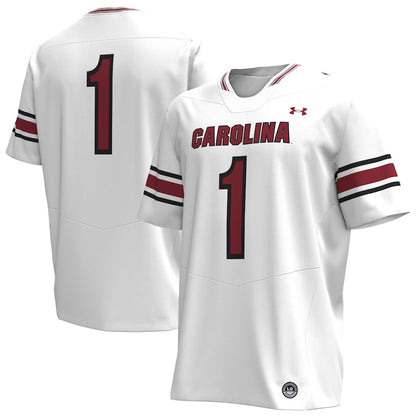 1 White South Carolina Gamecocks Replica Football Jersey - retro stitched football jersey for 1 White fans