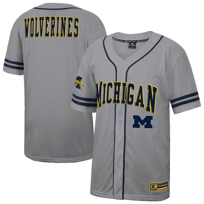 Colosseum Gray Michigan Wolverines Free Spirited Baseball Jersey - retro stitched baseball jersey for Colosseum Gray fans