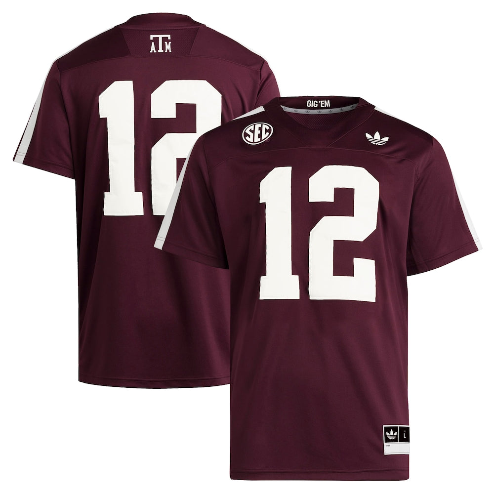 12 Maroon Texas Am Aggies Premier Strategy Jersey - retro stitched jersey jersey for 12 Maroon fans