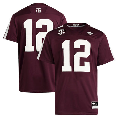 12 Maroon Texas Am Aggies Premier Strategy Jersey - retro stitched jersey jersey for 12 Maroon fans