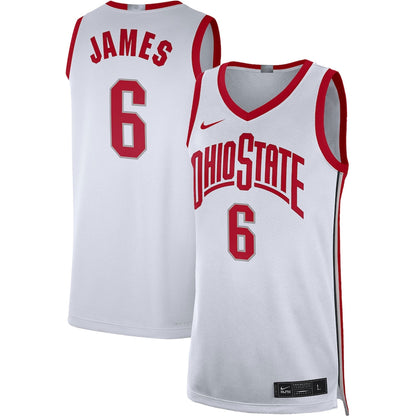Lebron James White Ohio State Buckeyes Limited Basketball Jersey - retro stitched basketball jersey for Lebron James fans