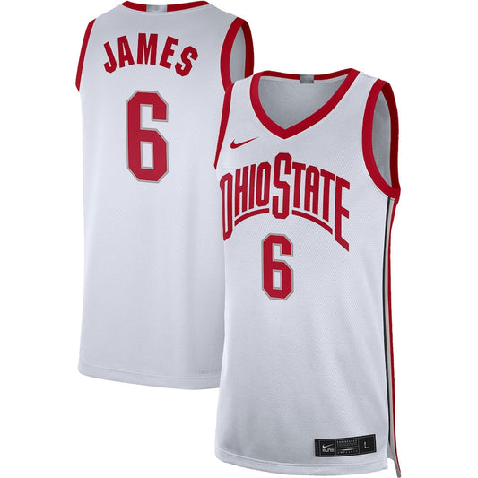 Lebron James White Ohio State Buckeyes Limited Basketball Jersey - retro stitched basketball jersey for Lebron James fans
