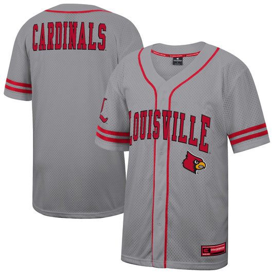 Colosseum Gray Louisville Cardinals Free Spirited Baseball Jersey - retro stitched baseball jersey for Colosseum Gray fans