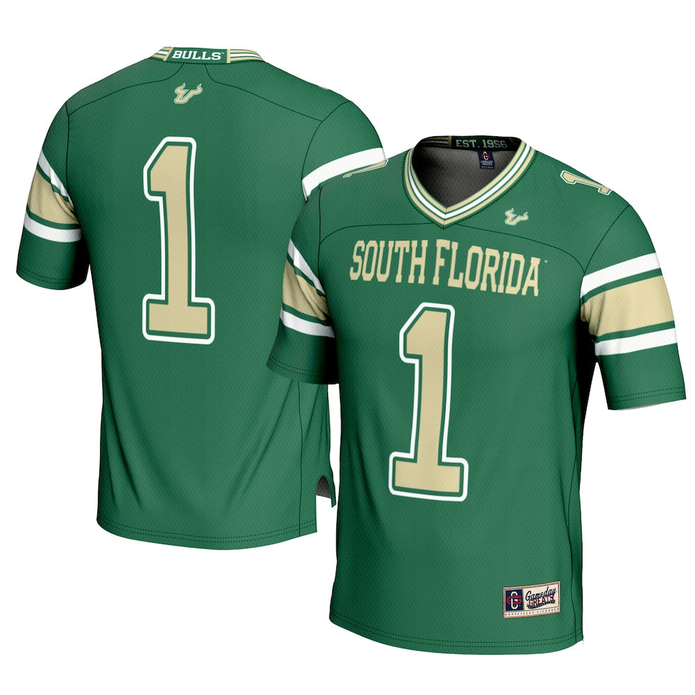 Gameday Greats 1 Green South Florida Bulls Football Jersey - retro stitched football jersey for Gameday Greats fans