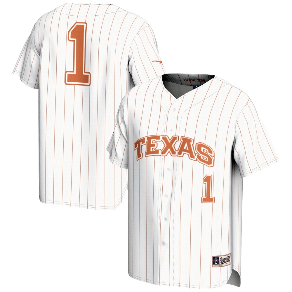 Gameday Greats 1 White Texas Longhorns Lightweight Baseball Jersey - retro stitched baseball jersey for Gameday Greats fans
