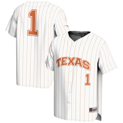 Gameday Greats 1 White Texas Longhorns Lightweight Baseball Jersey - retro stitched baseball jersey for Gameday Greats fans