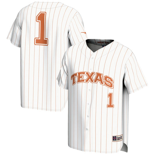 Gameday Greats 1 White Texas Longhorns Lightweight Baseball Jersey - retro stitched baseball jersey for Gameday Greats fans