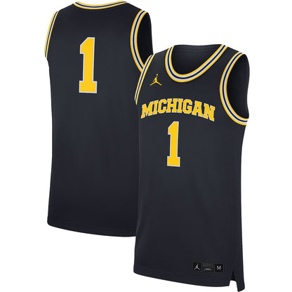 Jordan Brand 1 Navy Michigan Wolverines Replica Jersey - retro stitched jersey jersey for Jordan Brand fans