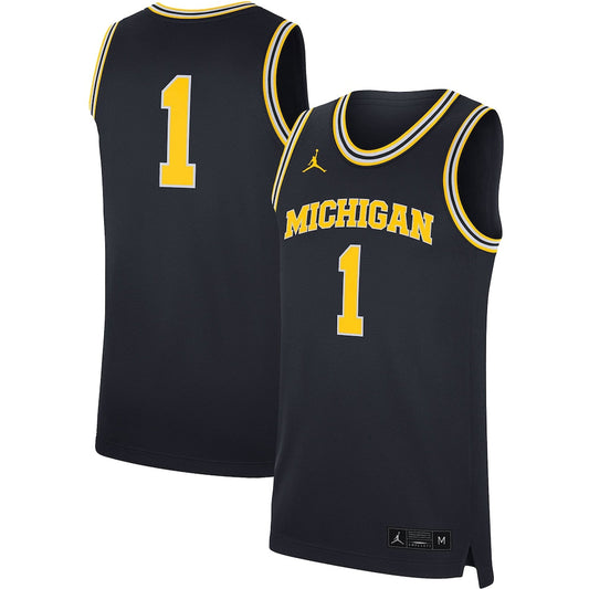 Jordan Brand 1 Navy Michigan Wolverines Replica Jersey - retro stitched jersey jersey for Jordan Brand fans
