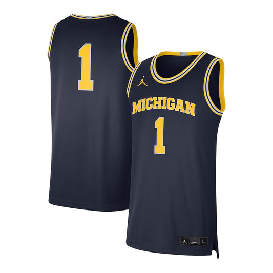 Jordan Brand 1 Navy Michigan Wolverines Limited Jersey - retro stitched jersey jersey for Jordan Brand fans