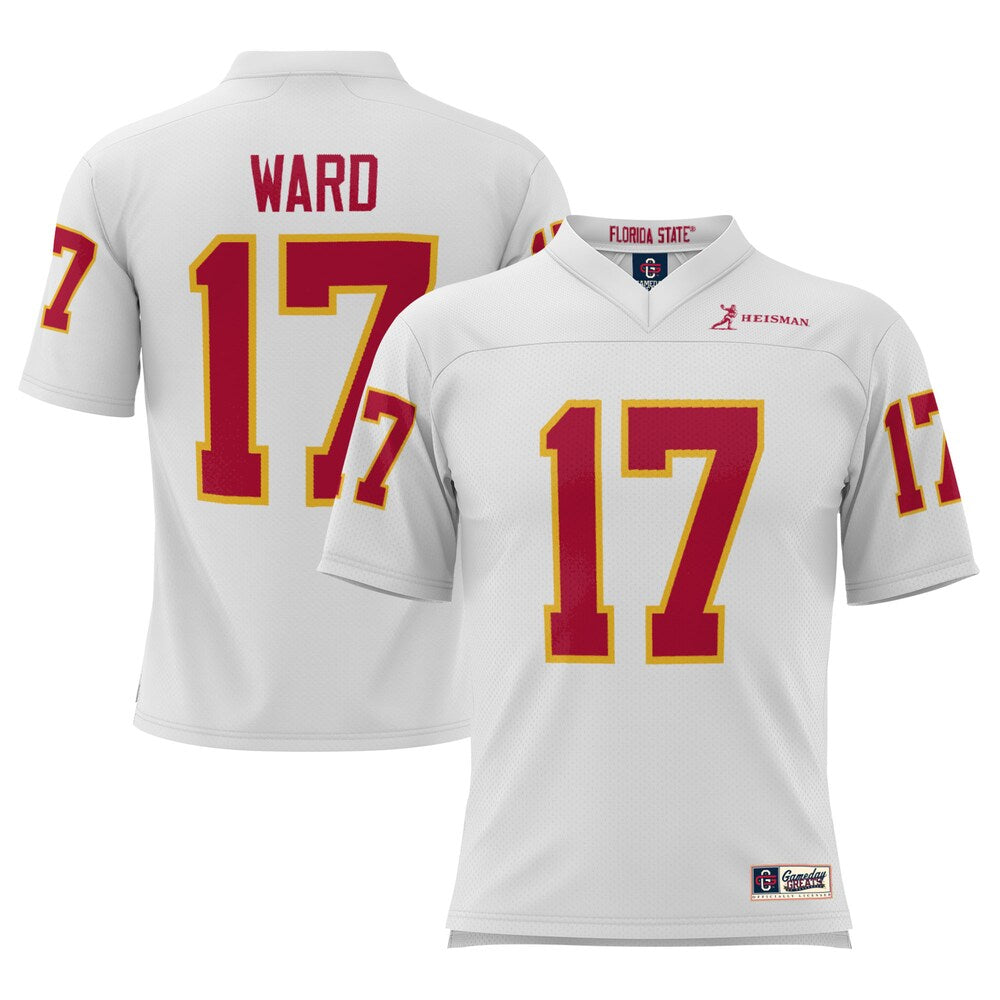 Gameday Greats Charlie Ward White Florida State Seminoles Heisman Football Jersey - retro stitched football jersey for Gameday Greats fans