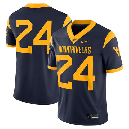 24 Navy West Virginia Mountaineers Game Jersey - retro stitched jersey jersey for 24 Navy fans