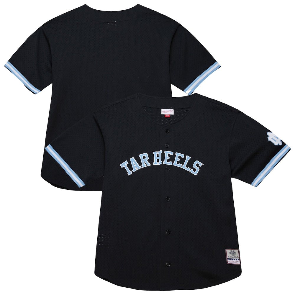 Black North Carolina Tar Heels On The Clock Full Button Fashion Jersey - retro stitched jersey jersey for Black North fans