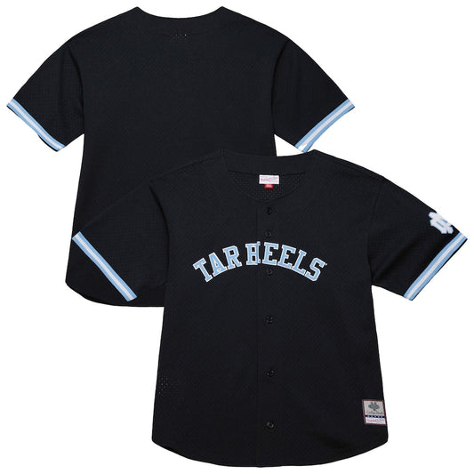 Black North Carolina Tar Heels On The Clock Full Button Fashion Jersey - retro stitched jersey jersey for Black North fans
