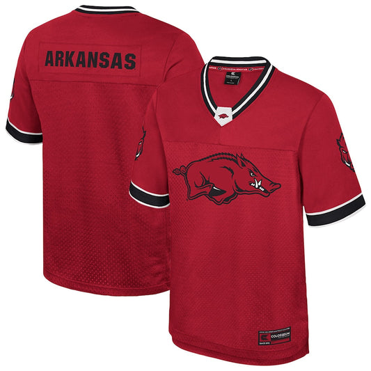Colosseum Cardinal Arkansas Razorbacks Nothing But The Hits Football Jersey - retro stitched football jersey for Colosseum Cardinal fans