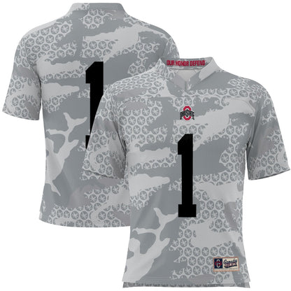 Gameday Greats 1 Gray Ohio State Buckeyes Camo Football Jersey - retro stitched football jersey for Gameday Greats fans