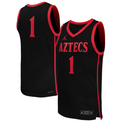 Jordan Brand 1 Black San Diego State Aztecs Replica Basketball Jersey - retro stitched basketball jersey for Jordan Brand fans