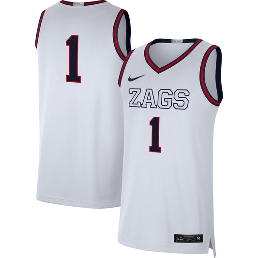 # White GONZ Limited Basketball Jersey rtj college 437