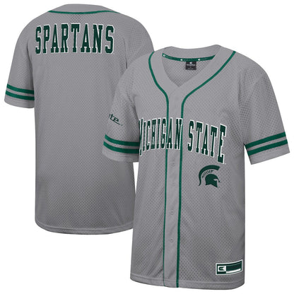 Colosseum Gray Michigan State Spartans Free Spirited Baseball Jersey - retro stitched baseball jersey for Colosseum Gray fans