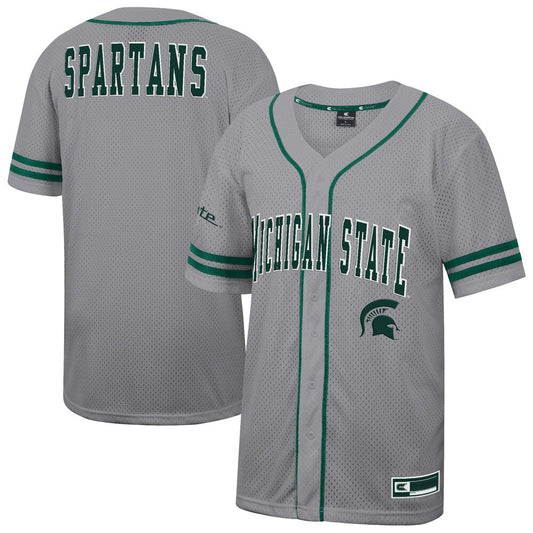 Colosseum Gray Michigan State Spartans Free Spirited Baseball Jersey - retro stitched baseball jersey for Colosseum Gray fans