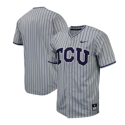 Gray Tcu Horned Frogs Pinstripe Replica Baseball Jersey - retro stitched baseball jersey for Gray Tcu fans