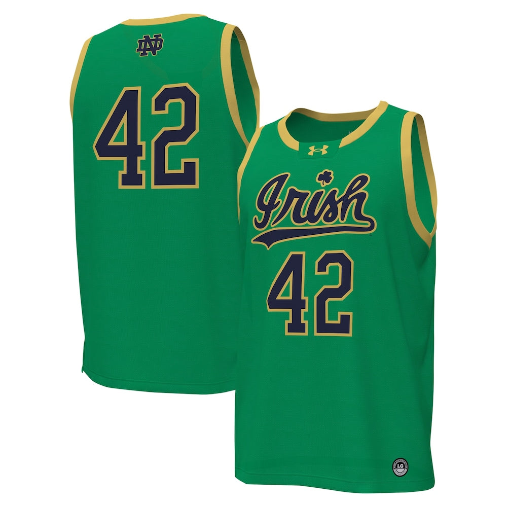 Kelly Green Notre Dame Fighting Irish Replica Basketball Jersey - retro stitched basketball jersey for Kelly Green fans