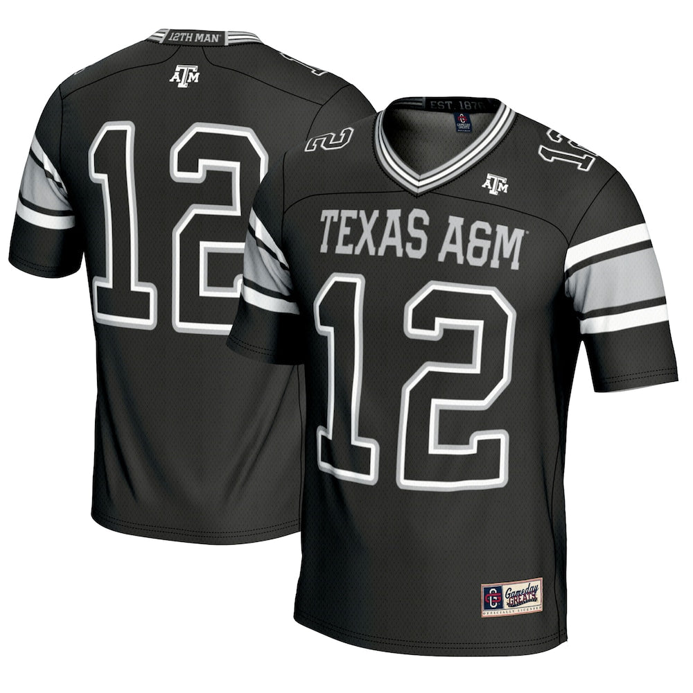 Gameday Greats 12 Black Texas Am Aggies Football Lightweight Fashion Jersey - retro stitched football jersey for Gameday Greats fans