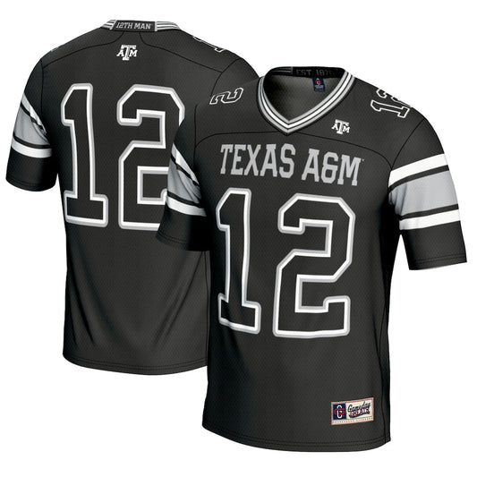 Gameday Greats 12 Black Texas Am Aggies Football Lightweight Fashion Jersey - retro stitched football jersey for Gameday Greats fans