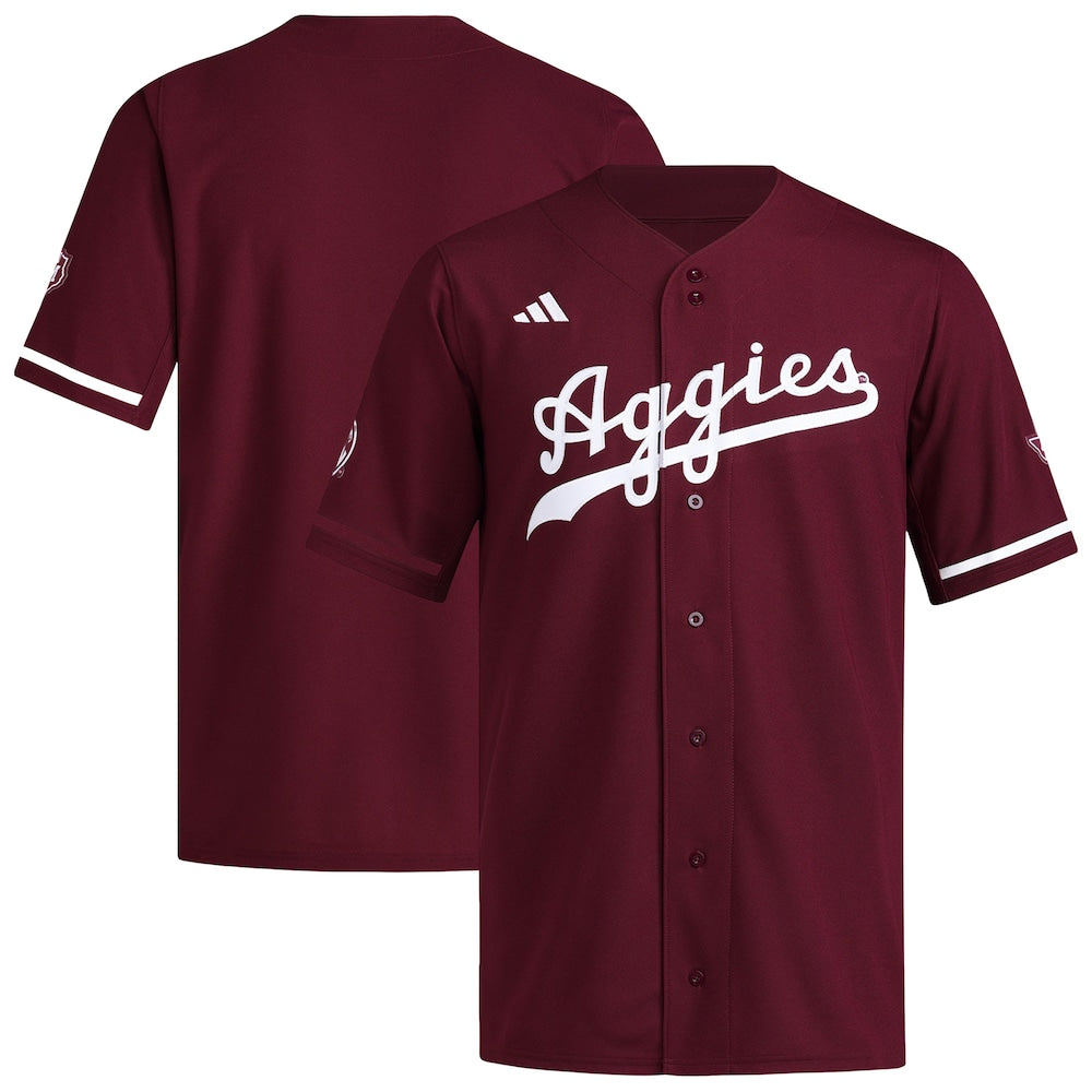 Maroon Texas Am Aggies Reversible Retro Full Button Baseball Jersey - retro stitched baseball jersey for Maroon Texas fans