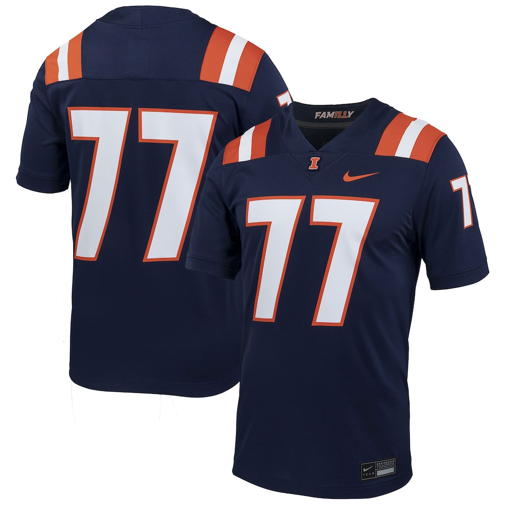 77 Navy Illinois Fighting Illini Untouchable Football Jersey - retro stitched football jersey for 77 Navy fans