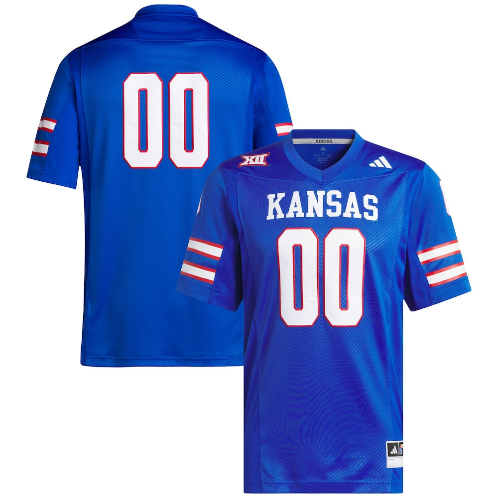 00 Royal Kansas Jayhawks Premier Football Jersey - retro stitched football jersey for 00 Royal fans
