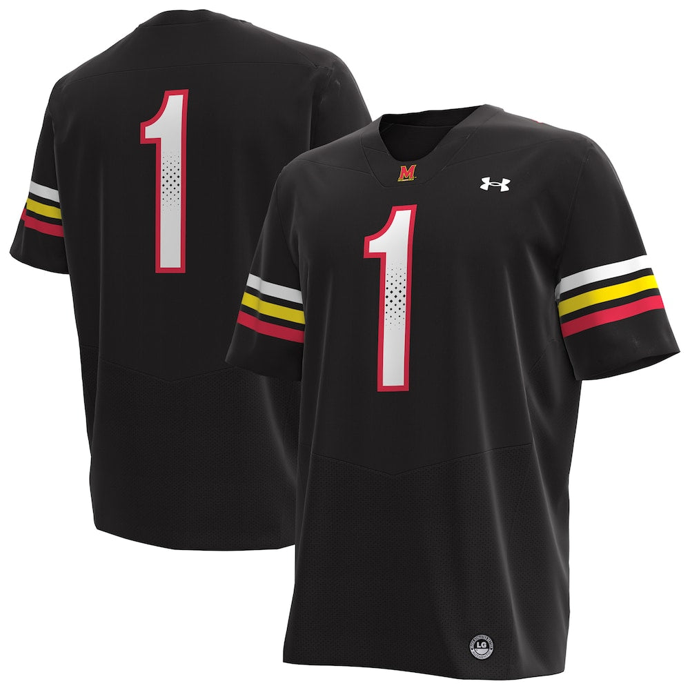 1 Black Maryland Terrapins Replica Football Jersey - retro stitched football jersey for 1 Black fans