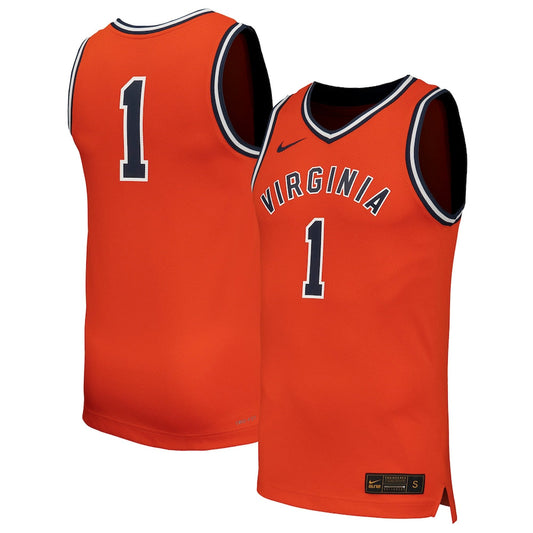1 Orange Virginia Cavaliers Throwback Replica Basketball Jersey - retro stitched basketball jersey for 1 Orange fans