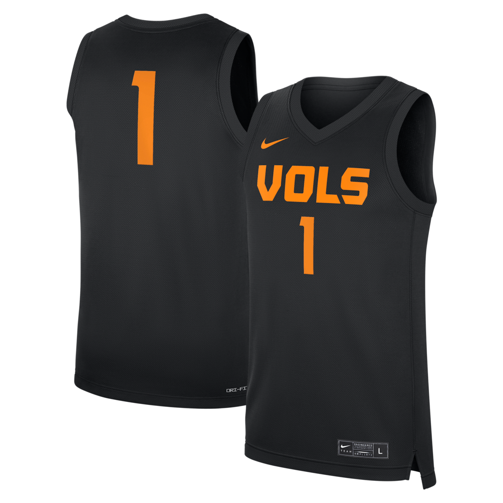 1 Black Tennessee Volunteers Replica Basketball Jersey - retro stitched basketball jersey for 1 Black fans