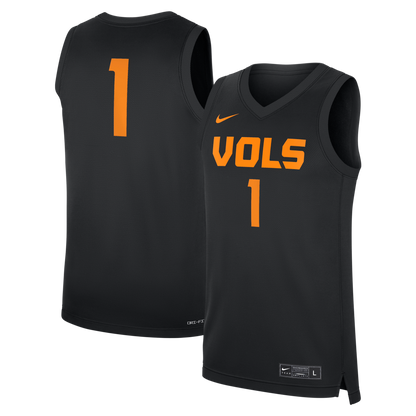 1 Black Tennessee Volunteers Replica Basketball Jersey - retro stitched basketball jersey for 1 Black fans