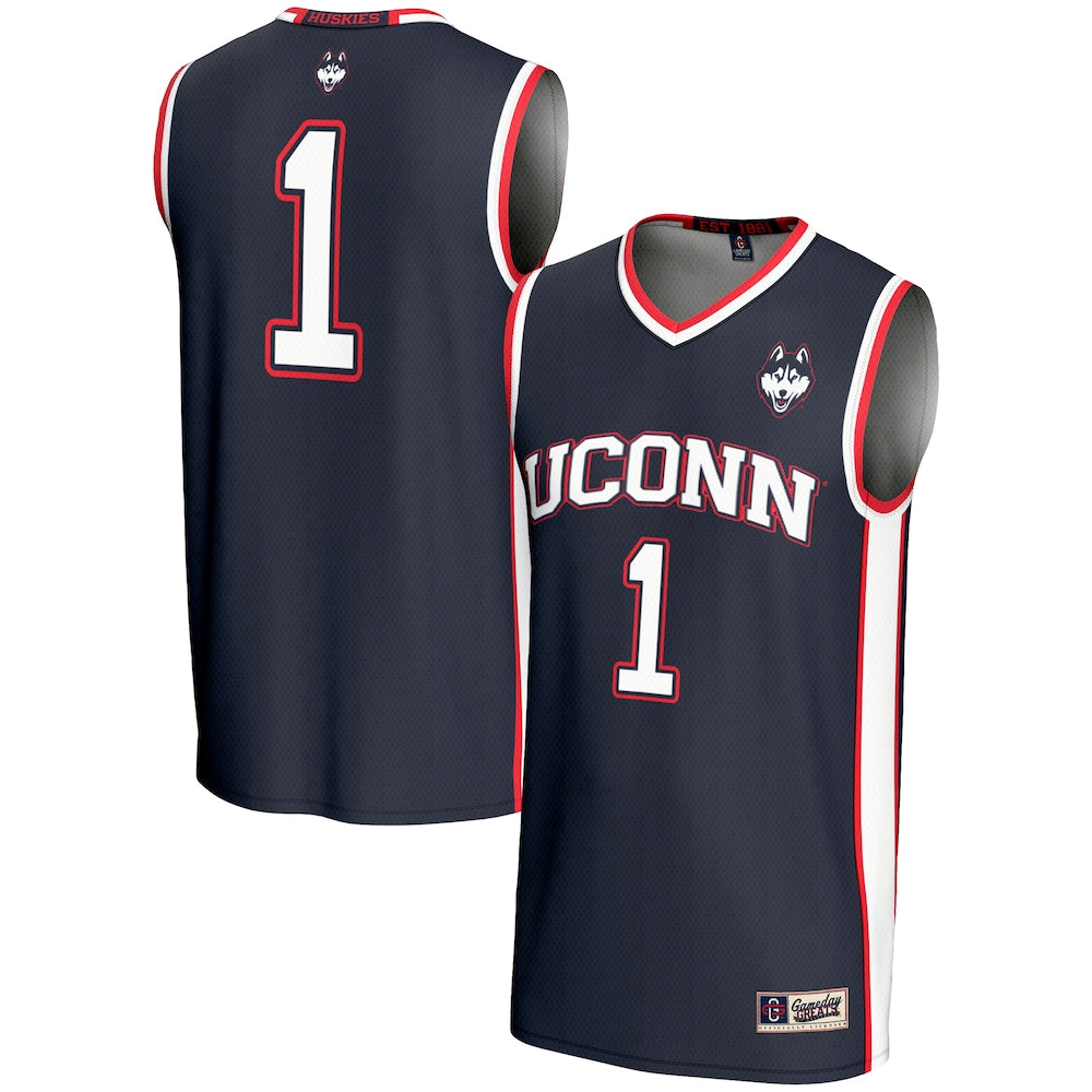 Gameday Greats 1 Navy Uconn Huskies Lightweight Basketball Jersey - retro stitched basketball jersey for Gameday Greats fans