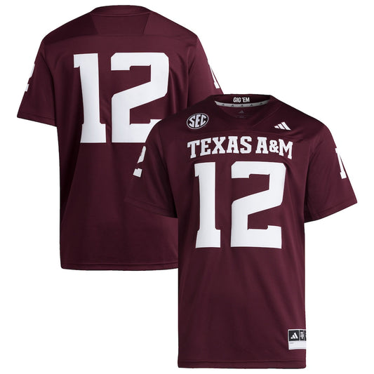 12 Maroon Texas Am Aggies Premier Jersey - retro stitched jersey jersey for 12 Maroon fans