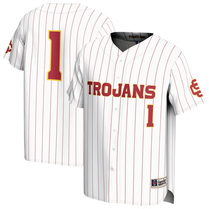 Adult Gameday Greats 1 White Usc Trojans Lightweight Collegiate Baseball Fashion Jersey - retro stitched baseball jersey for Adult Gameday fans