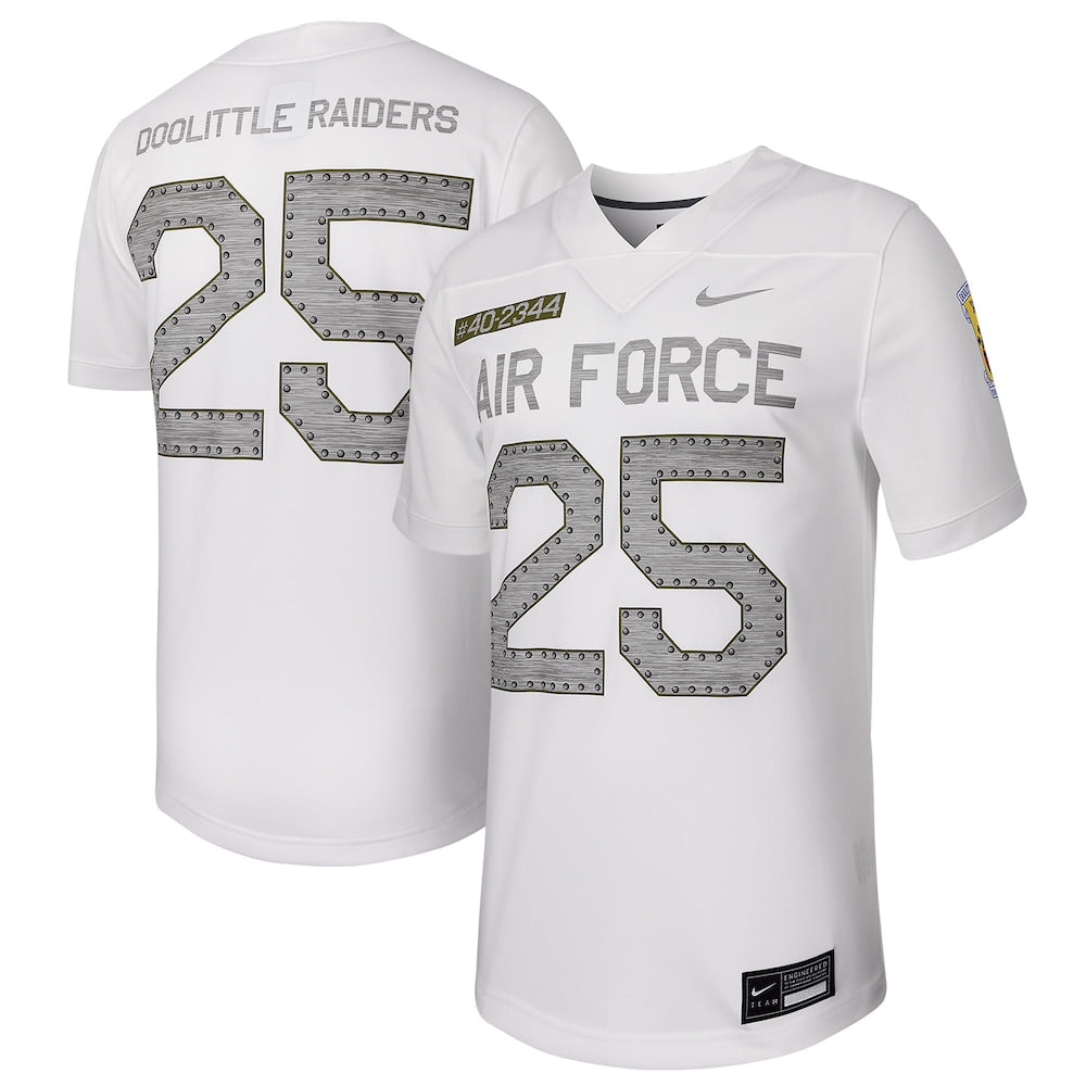 25 White Air Force Falcons Untouchable Football Replica Jersey - retro stitched football jersey for 25 White fans