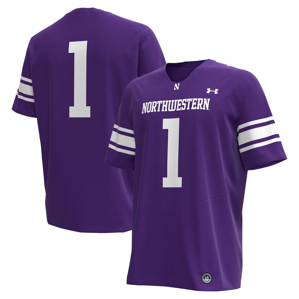 1 Purple Northwestern Wildcats Replica Football Jersey - retro stitched football jersey for 1 Purple fans
