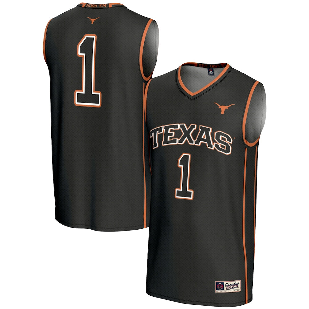 Gameday Greats Black 1 Texas Longhorns Replica Lightweight Basketball Jersey - retro stitched basketball jersey for Gameday Greats fans