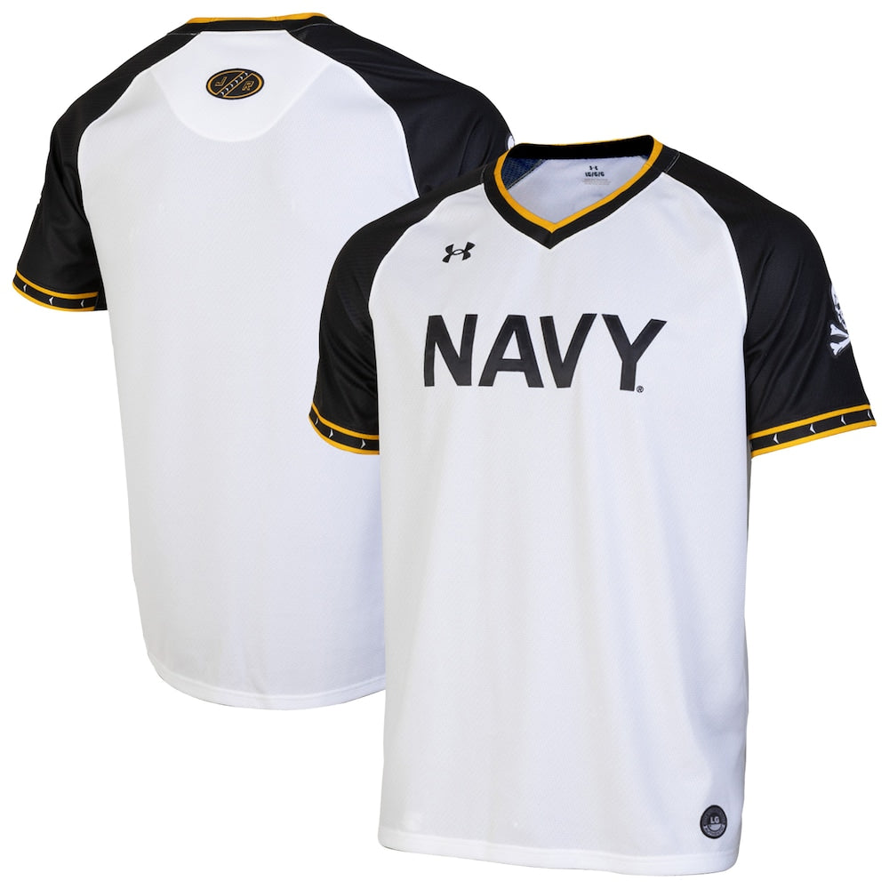 Whitenavy Navy Midshipmen Replica Full Button Baseball Jersey - retro stitched baseball jersey for Whitenavy Navy fans