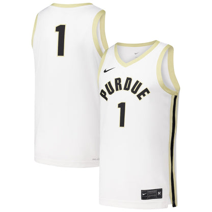 1 White Purdue Boilermakers Replica Basketball Jersey - retro stitched basketball jersey for 1 White fans