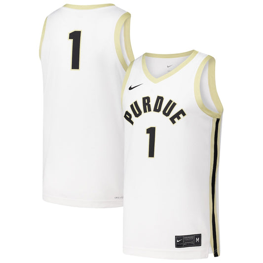 1 White Purdue Boilermakers Replica Basketball Jersey - retro stitched basketball jersey for 1 White fans