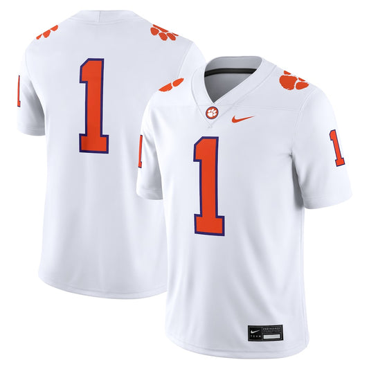 1 White Clemson Tigers Game Jersey - retro stitched jersey jersey for 1 White fans