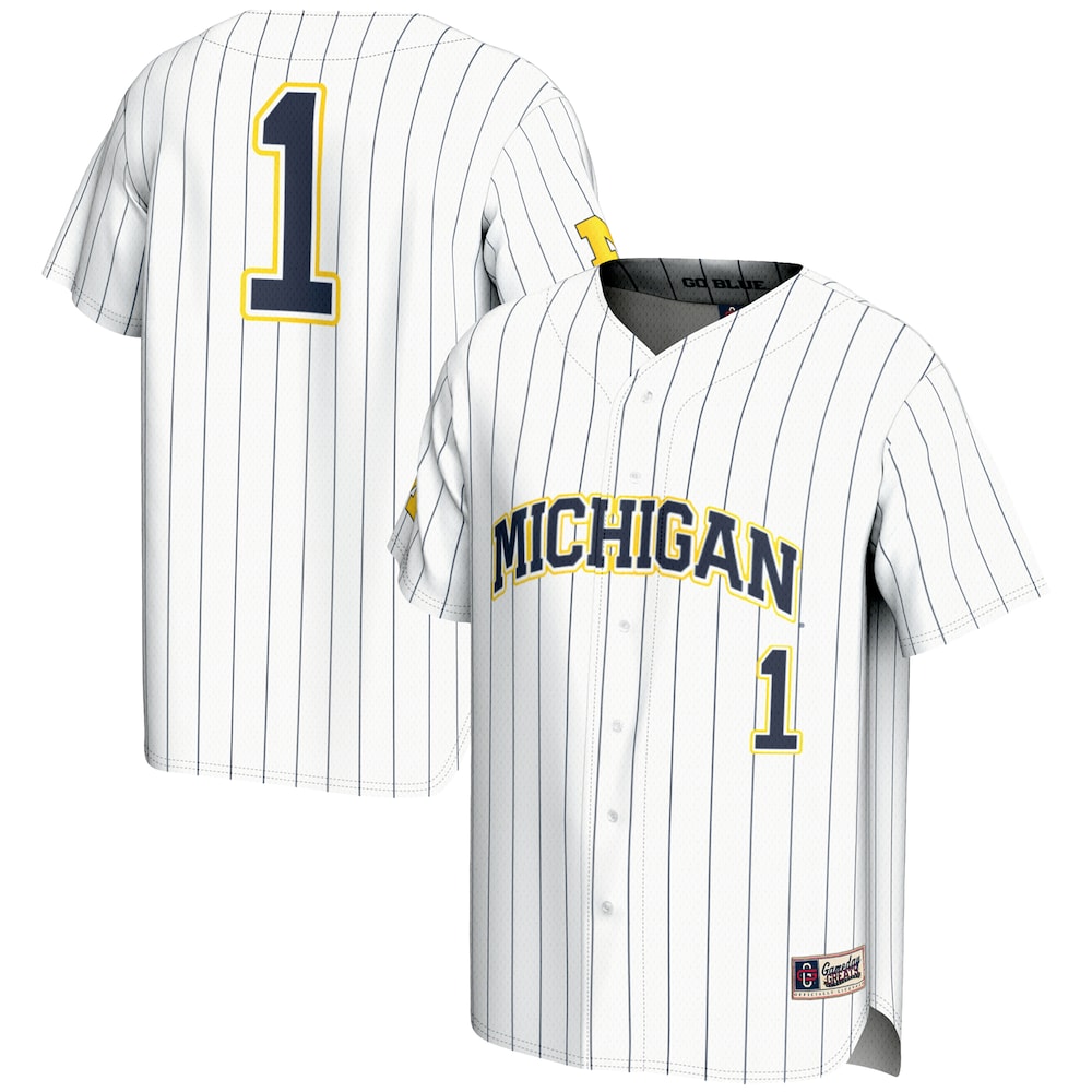 Gameday Greats 1 White Michigan Wolverines Lightweight Baseball Fashion Jersey - retro stitched baseball jersey for Gameday Greats fans