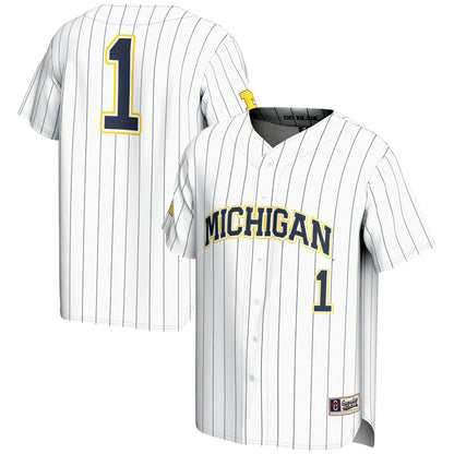 Gameday Greats 1 White Michigan Wolverines Lightweight Baseball Fashion Jersey - retro stitched baseball jersey for Gameday Greats fans