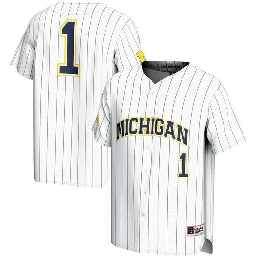 Gameday Greats 1 White Michigan Wolverines Lightweight Baseball Fashion Jersey - retro stitched baseball jersey for Gameday Greats fans