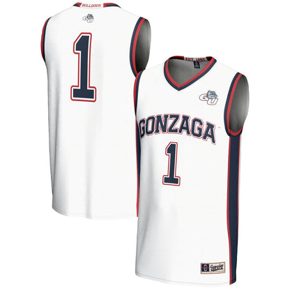 Male Gameday Greats 1 White Gonzaga Bulldogs Lightweight Basketball Jersey - retro stitched basketball jersey for Male Gameday fans