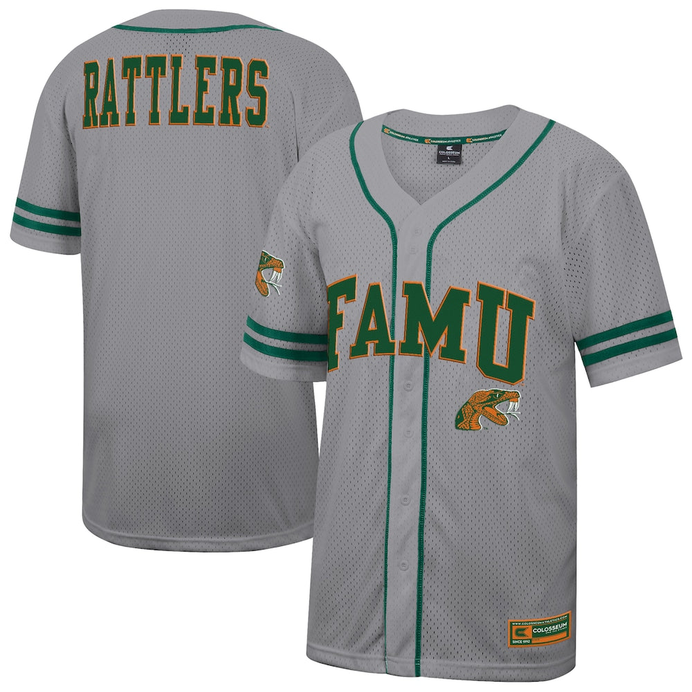 Colosseum Gray Florida Am Rattlers Free Spirited Baseball Jersey - retro stitched baseball jersey for Colosseum Gray fans